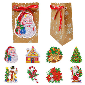 8pcs Christmas Diamond Painting Gift Bags for Cookies Candy Gifts and Snacks (B)