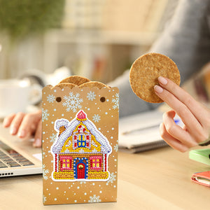 8pcs Christmas Diamond Painting Gift Bags for Cookies Candy Gifts and Snacks (B)