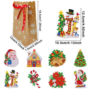 8pcs Christmas Diamond Painting Gift Bags for Cookies Candy Gifts and Snacks (B)