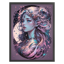 Load image into Gallery viewer, Huancan - Girl With Purple Hair - 45*60CM 11CT 3 Stamped Cross Stitch
