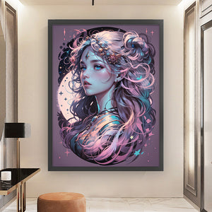 Huancan - Girl With Purple Hair - 45*60CM 11CT 3 Stamped Cross Stitch