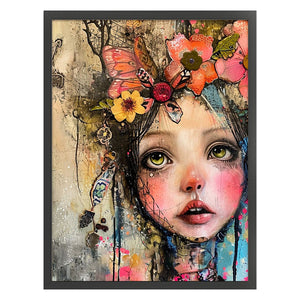Huancan - Flower Girl - 45*60CM 11CT 3 Stamped Cross Stitch