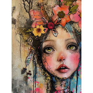 Huancan - Flower Girl - 45*60CM 11CT 3 Stamped Cross Stitch