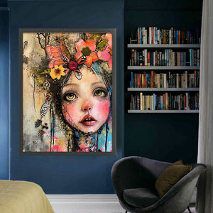 Huancan - Flower Girl - 45*60CM 11CT 3 Stamped Cross Stitch