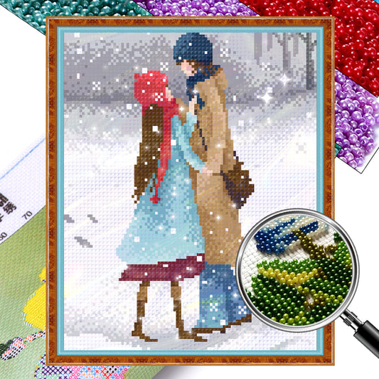 Warm Traces of Heart - Partial  9CT Stamped Cross Stitch - Bead Embroidery 28x33CM/11.02x12.99in