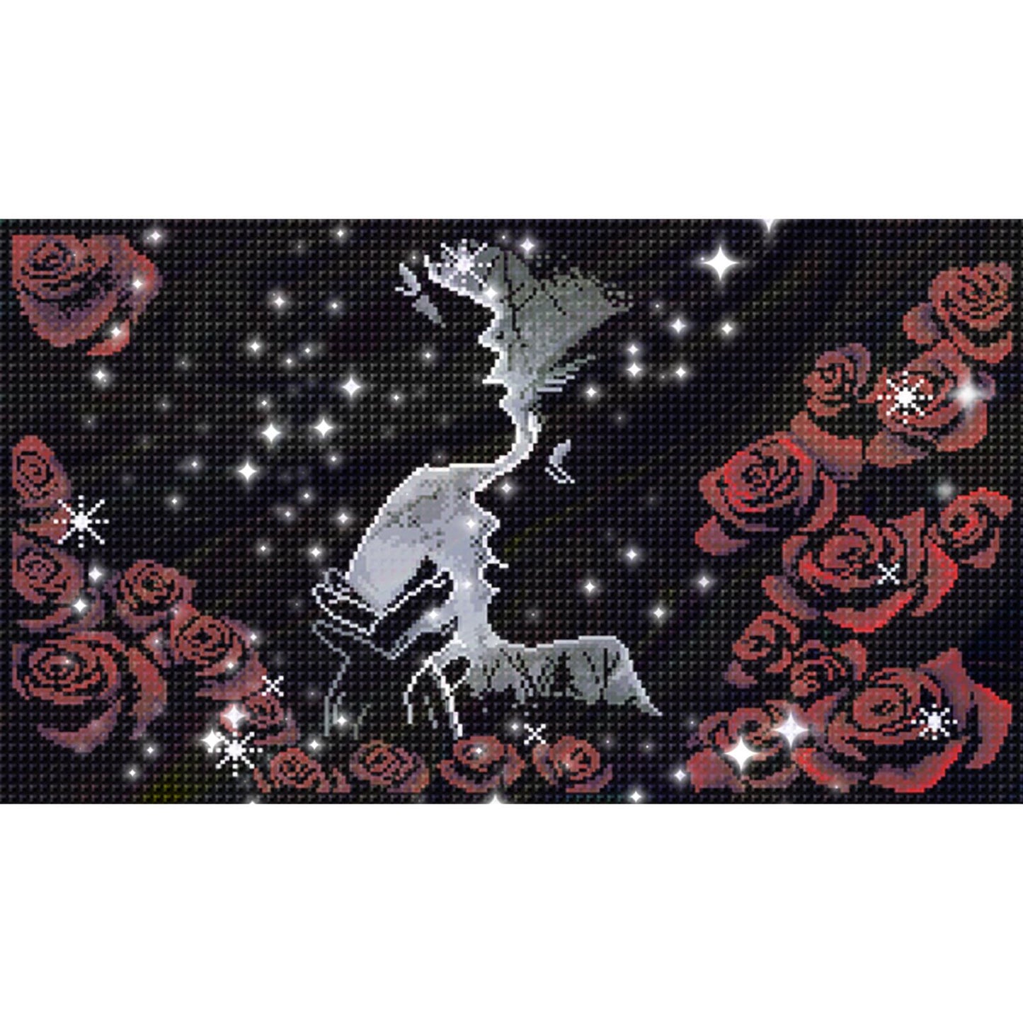 Rose Date - Partial  9CT Stamped Cross Stitch - Bead Embroidery 69x41CM/27.17x16.14in