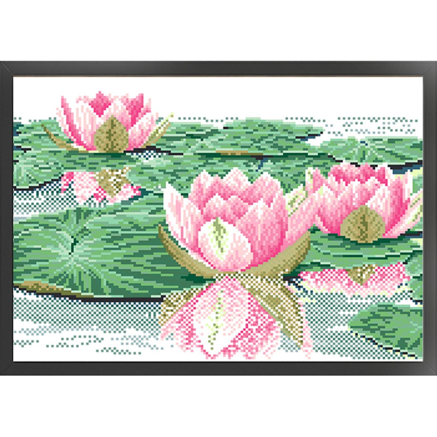 Lotus - Partial  9CT Stamped Cross Stitch - Bead Embroidery 47x34CM/18.50x13.39in