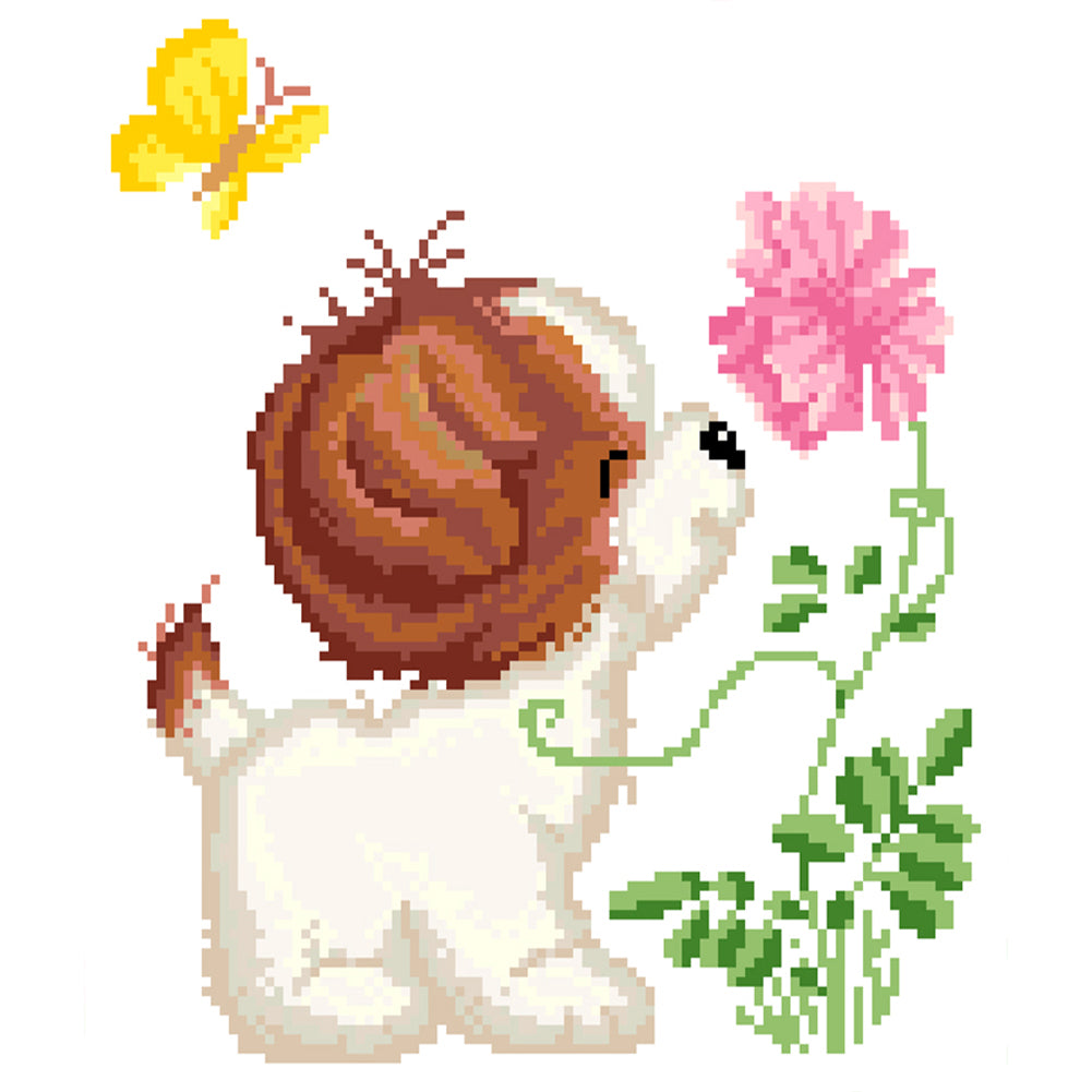 Smelling Fragrance - Partial  9CT Stamped Cross Stitch - Bead Embroidery 29x32CM/11.42x12.60in