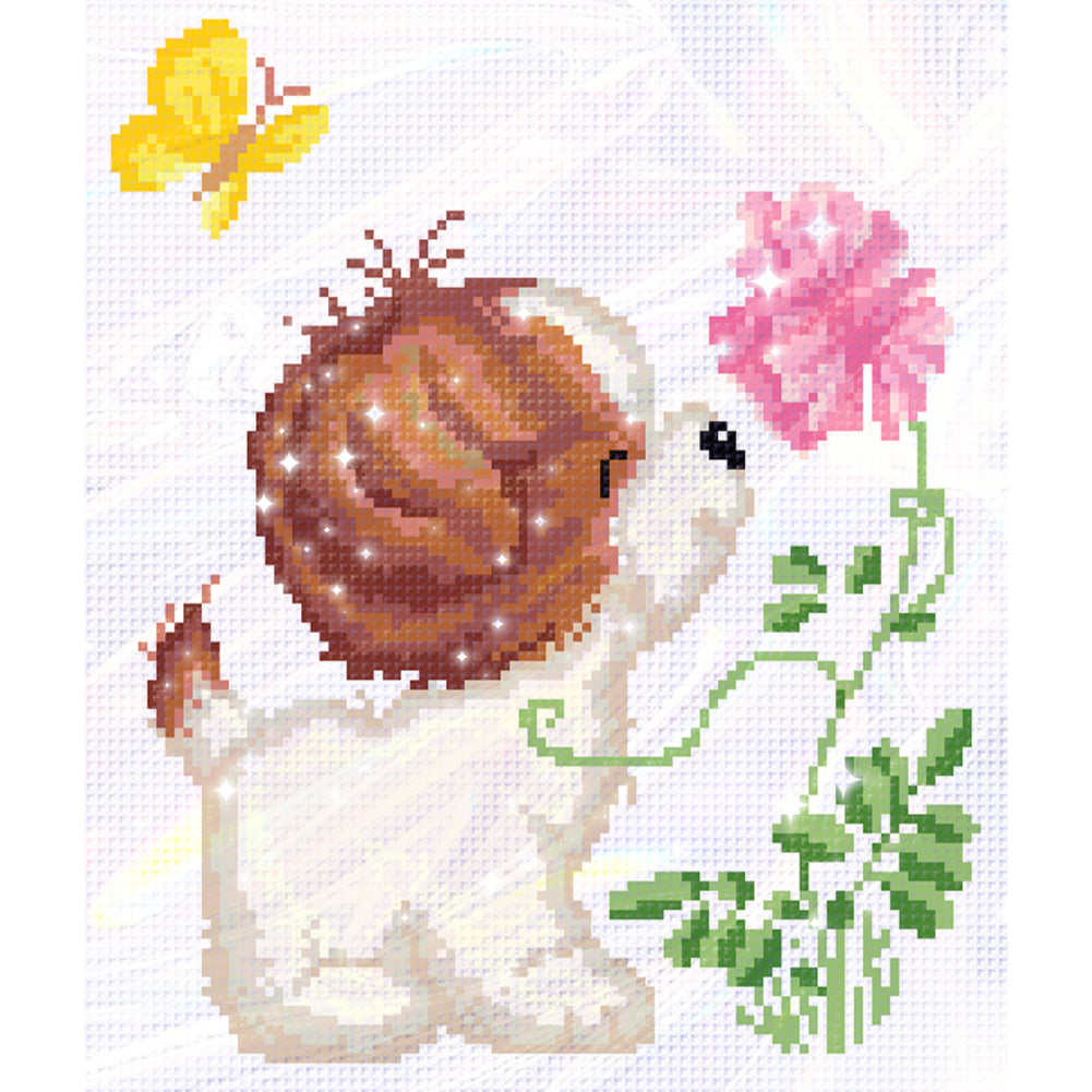 Smelling Fragrance - Partial  9CT Stamped Cross Stitch - Bead Embroidery 29x32CM/11.42x12.60in