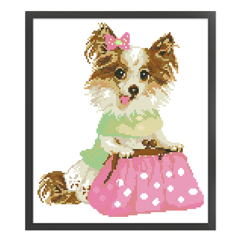 Elegant Dog - Partial  9CT Stamped Cross Stitch - Bead Embroidery 32x36CM/12.60x14.17in