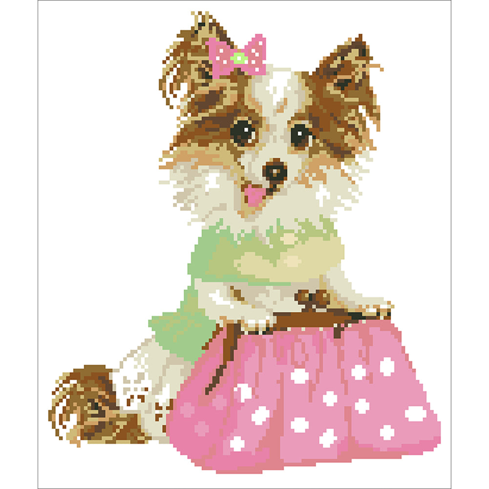 Elegant Dog - Partial  9CT Stamped Cross Stitch - Bead Embroidery 32x36CM/12.60x14.17in