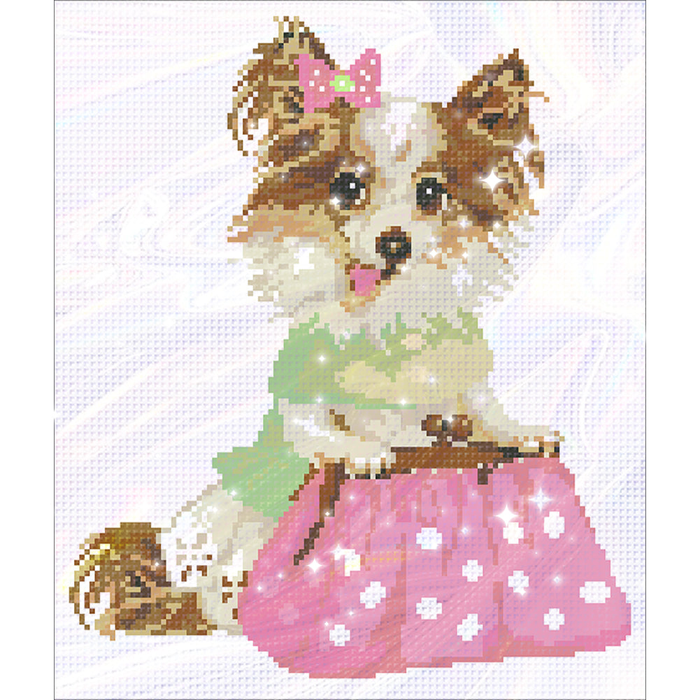 Elegant Dog - Partial  9CT Stamped Cross Stitch - Bead Embroidery 32x36CM/12.60x14.17in