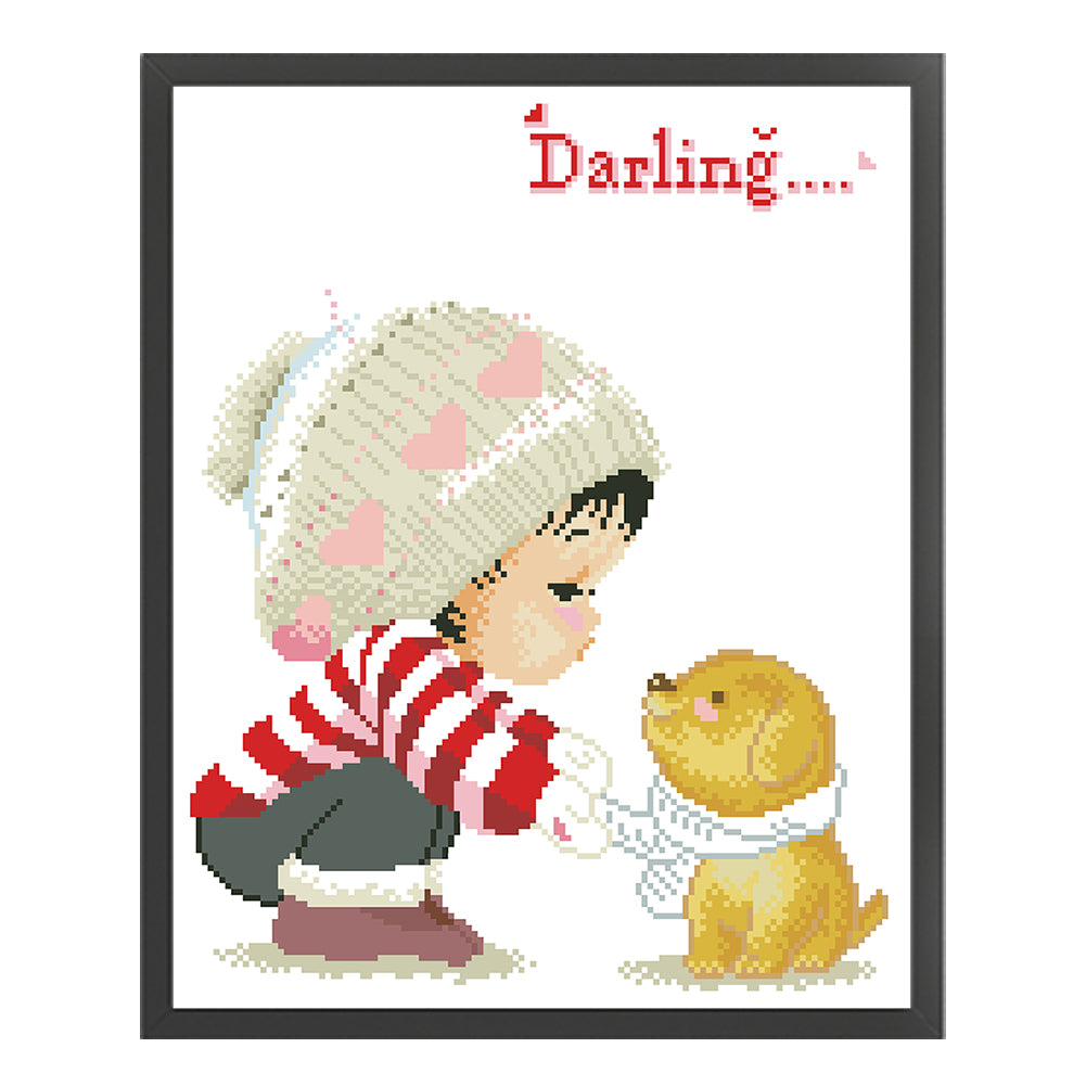 Dear - Partial  9CT Stamped Cross Stitch - Bead Embroidery 35x43CM/13.78x16.93in