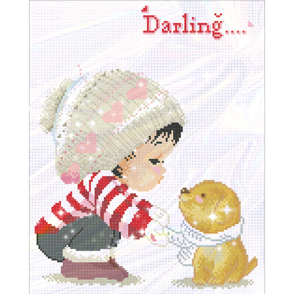 Dear - Partial  9CT Stamped Cross Stitch - Bead Embroidery 35x43CM/13.78x16.93in