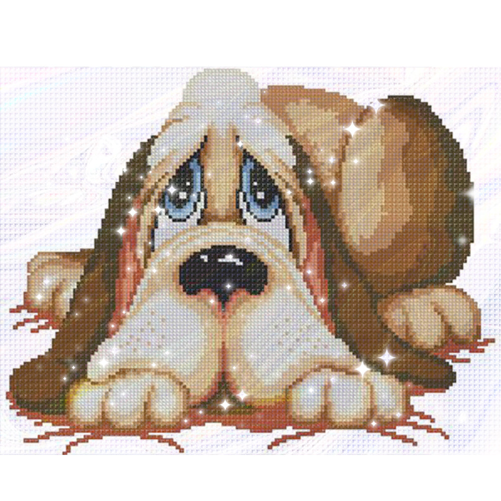 Dog - Partial  9CT Stamped Cross Stitch - Bead Embroidery 39x32CM/15.35x12.60in