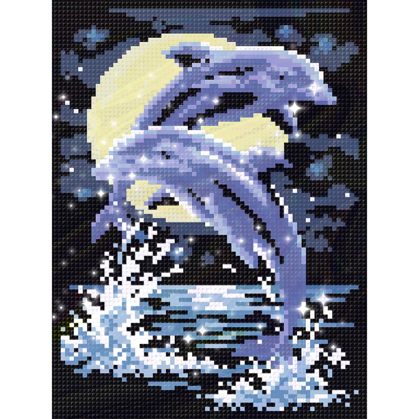 Dolphin Love - Partial  9CT Stamped Cross Stitch - Bead Embroidery 20x28CM/7.87x11.02in