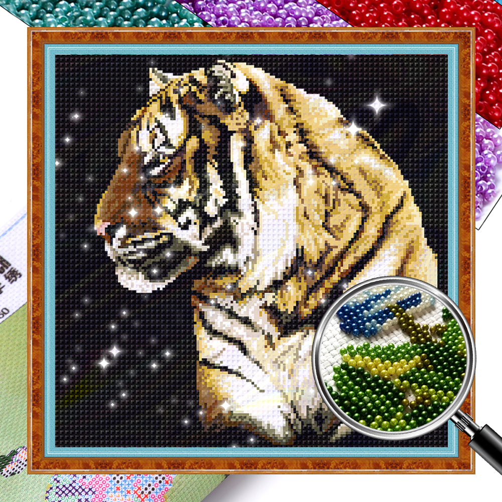Tiger Head - 42*42CM 9CT Bead embroidery