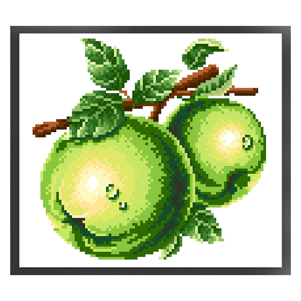 Green Apple - Partial  9CT Stamped Cross Stitch - Bead Embroidery 28x25CM/11.02x9.84in