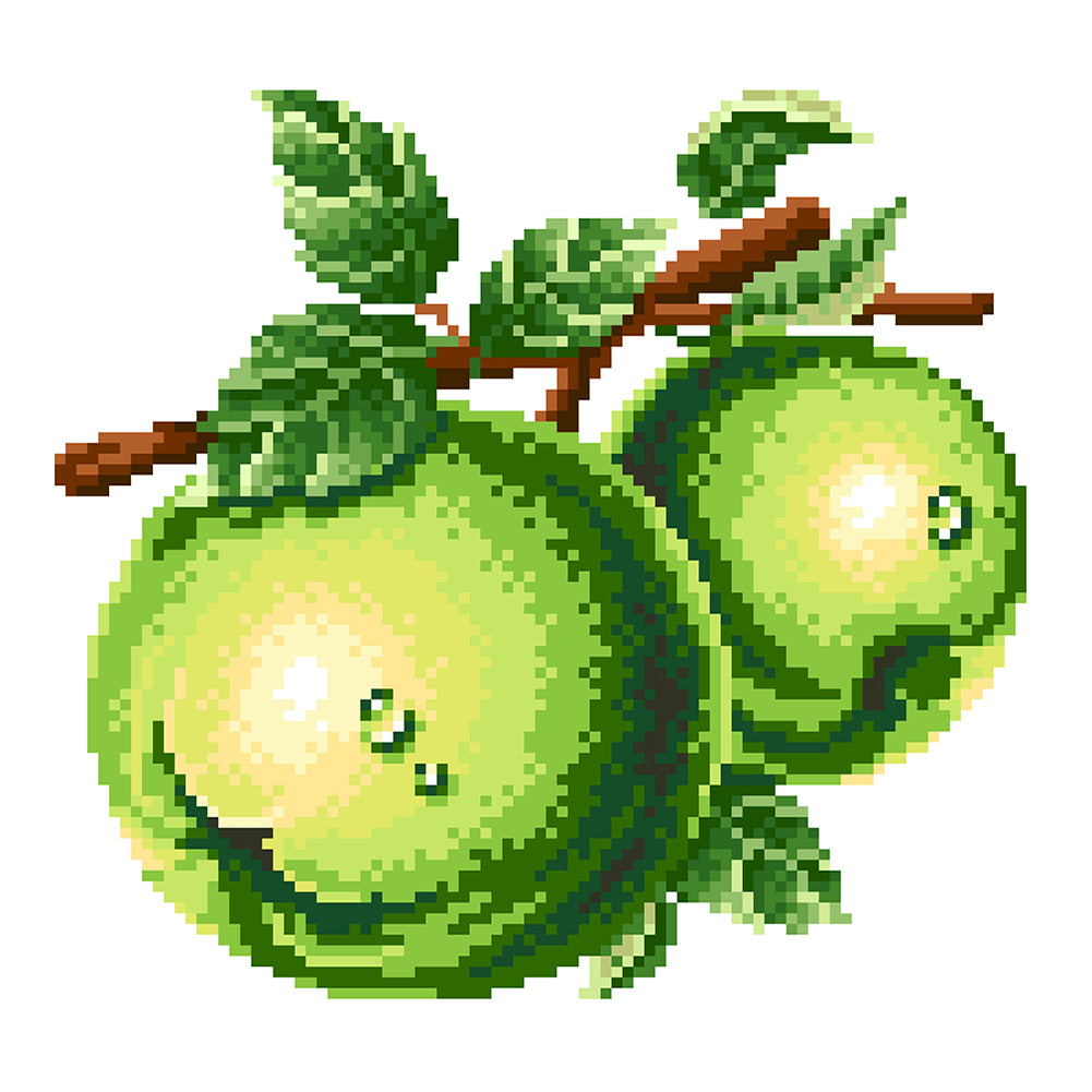 Green Apple - Partial  9CT Stamped Cross Stitch - Bead Embroidery 28x25CM/11.02x9.84in
