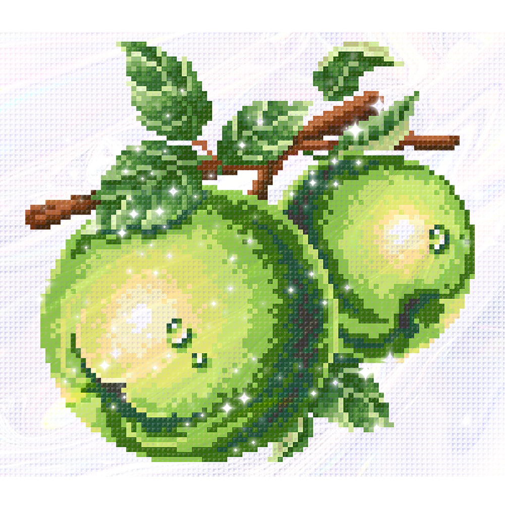 Green Apple - Partial  9CT Stamped Cross Stitch - Bead Embroidery 28x25CM/11.02x9.84in