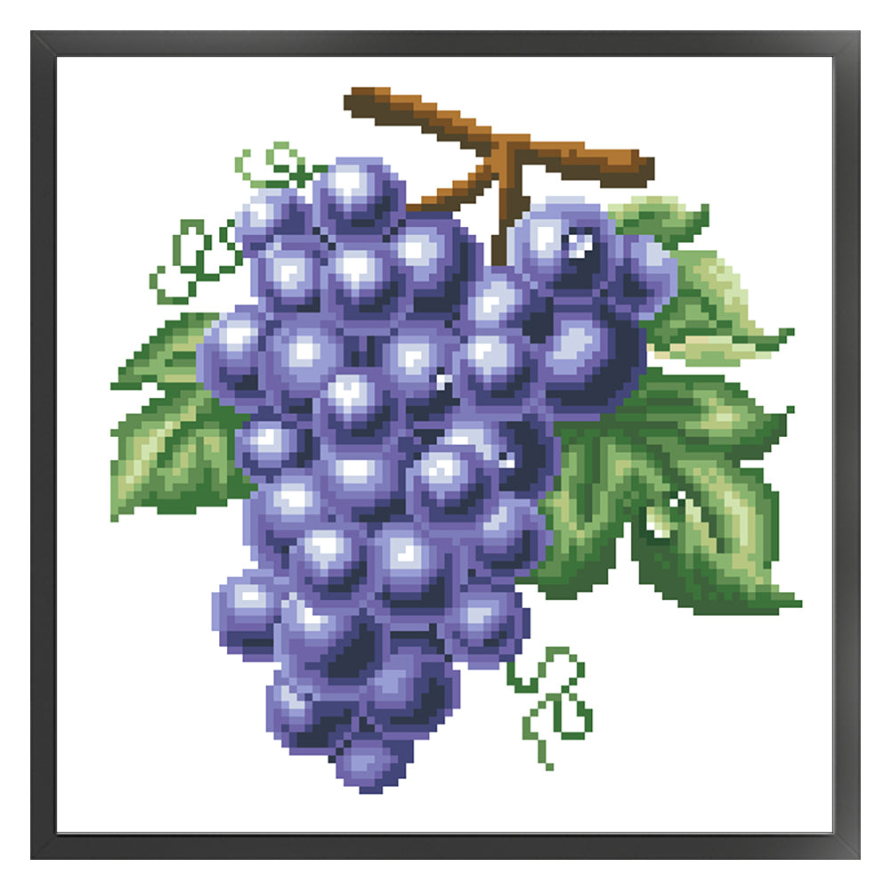 Grape - Partial  9CT Stamped Cross Stitch - Bead Embroidery 28x28CM/11.02x11.02in
