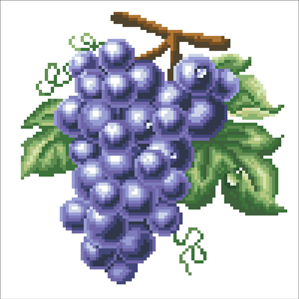 Grape - Partial  9CT Stamped Cross Stitch - Bead Embroidery 28x28CM/11.02x11.02in