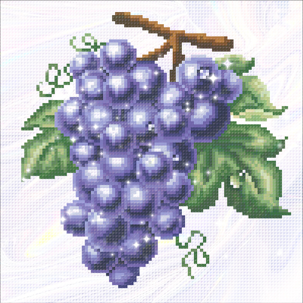 Grape - Partial  9CT Stamped Cross Stitch - Bead Embroidery 28x28CM/11.02x11.02in
