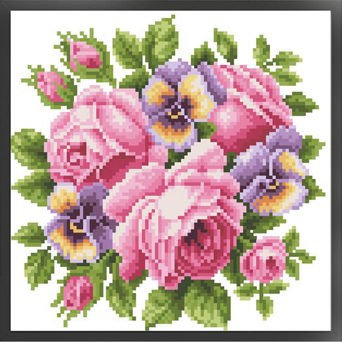 Purple Rose - Partial  9CT Stamped Cross Stitch - Bead Embroidery 29x28CM/11.42x11.02in