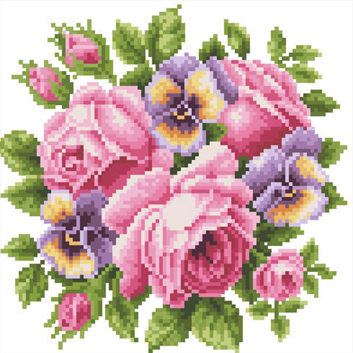 Purple Rose - Partial  9CT Stamped Cross Stitch - Bead Embroidery 29x28CM/11.42x11.02in