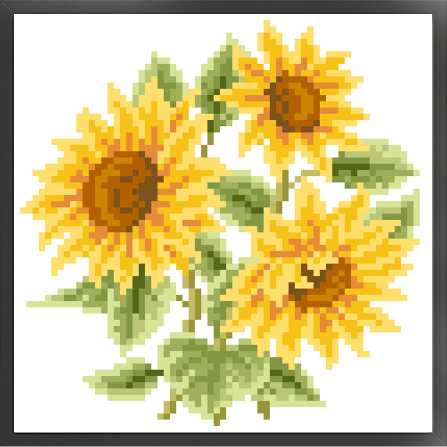 Three Sunflowers - Partial  9CT Stamped Cross Stitch - Bead Embroidery 19x19CM/7.48x7.48in