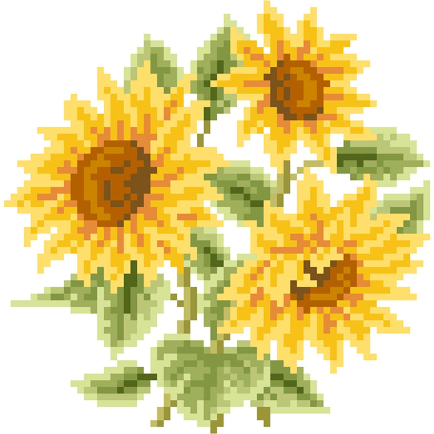 Three Sunflowers - Partial  9CT Stamped Cross Stitch - Bead Embroidery 19x19CM/7.48x7.48in