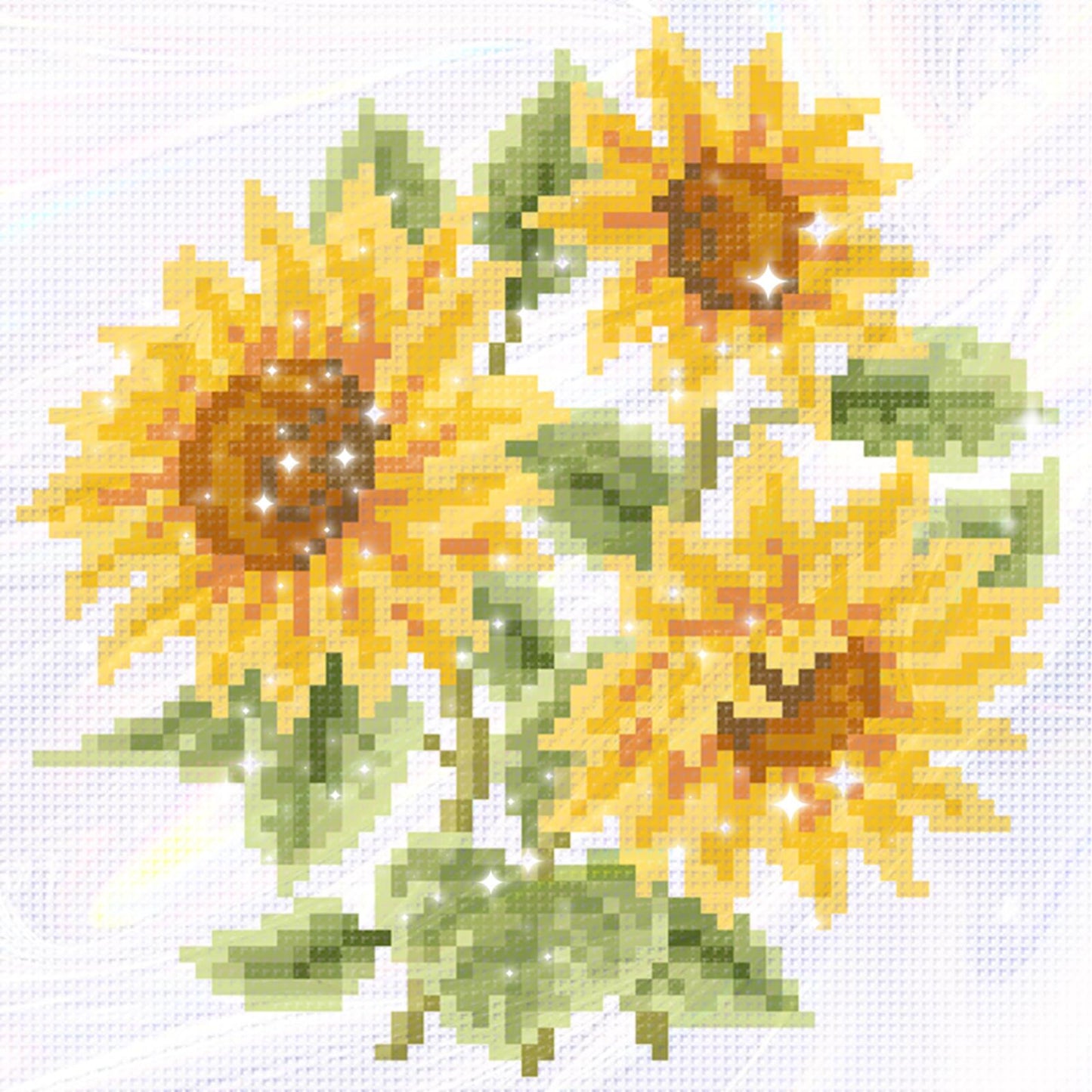 Three Sunflowers - Partial  9CT Stamped Cross Stitch - Bead Embroidery 19x19CM/7.48x7.48in