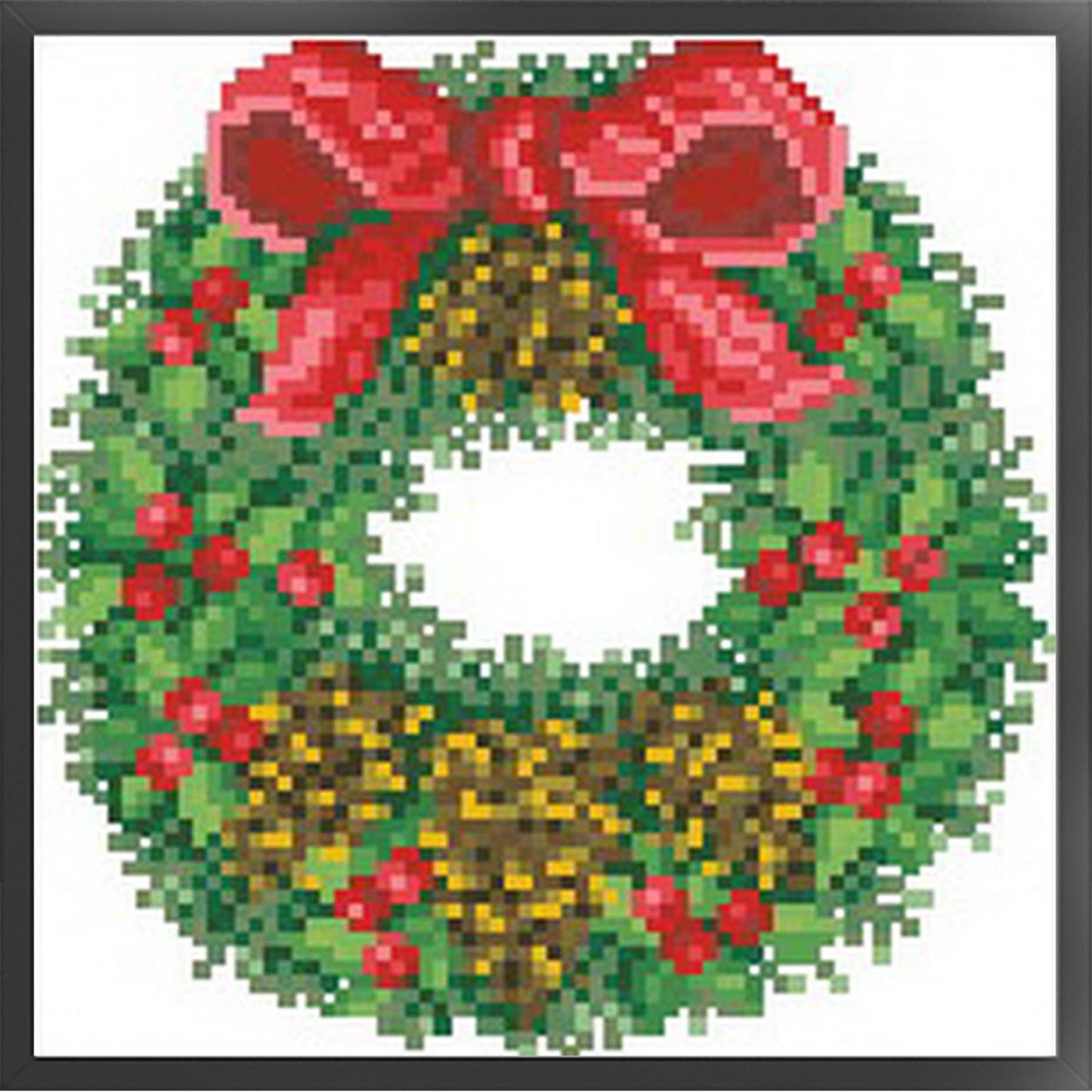Christmas Wreath - Partial  9CT Stamped Cross Stitch - Bead Embroidery 21x21CM/8.27x8.27in