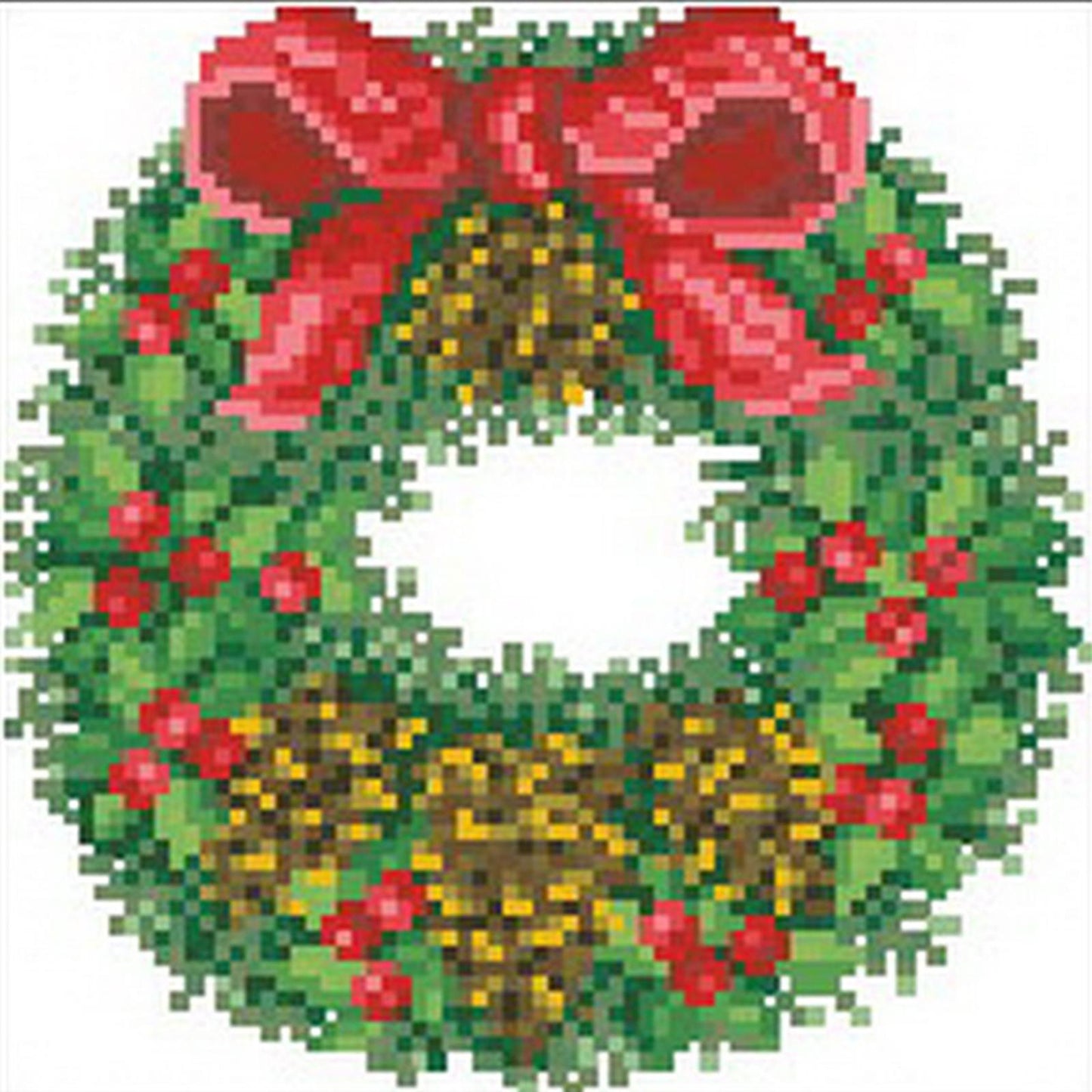 Christmas Wreath - Partial  9CT Stamped Cross Stitch - Bead Embroidery 21x21CM/8.27x8.27in