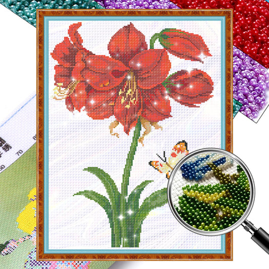 Attracting Butterflies - Partial  9CT Stamped Cross Stitch - Bead Embroidery 39x53CM/15.35x20.87in