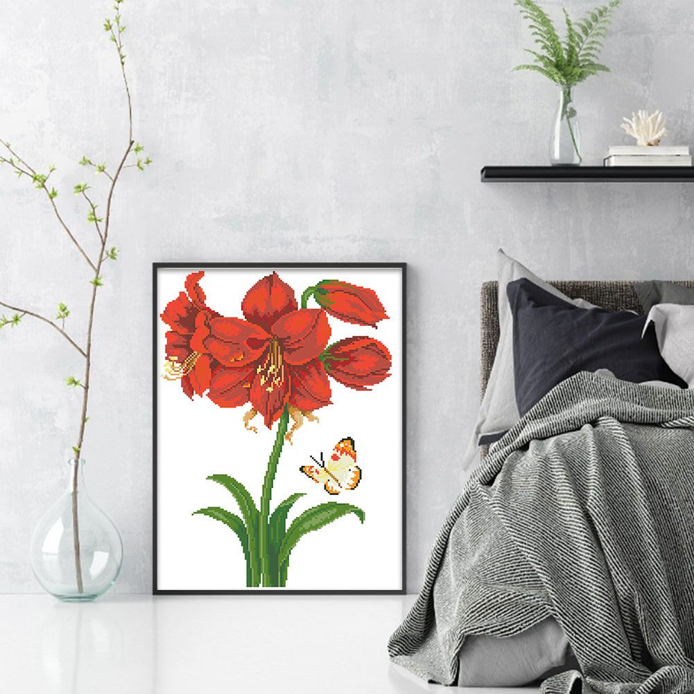 Attracting Butterflies - Partial  9CT Stamped Cross Stitch - Bead Embroidery 39x53CM/15.35x20.87in