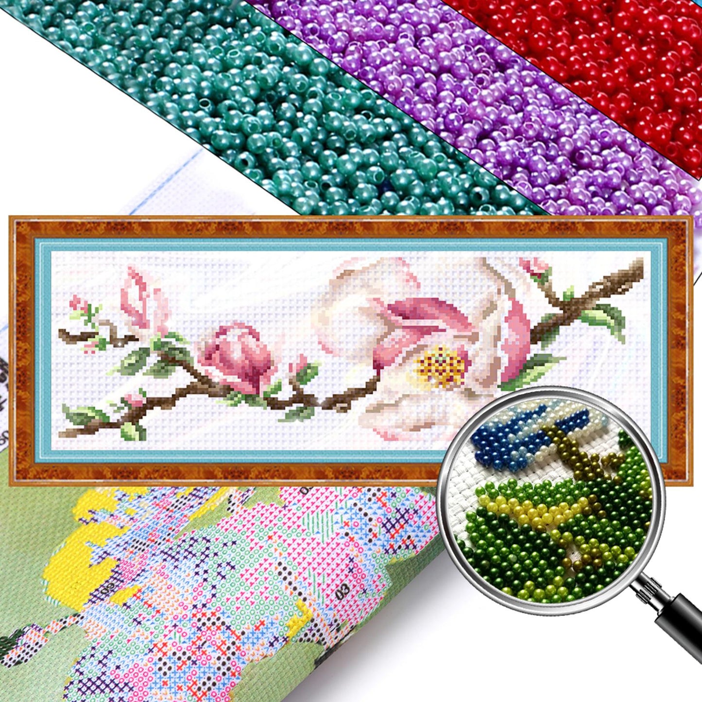 Kapok - Partial  9CT Stamped Cross Stitch - Bead Embroidery 46x18CM/18.11x7.09in