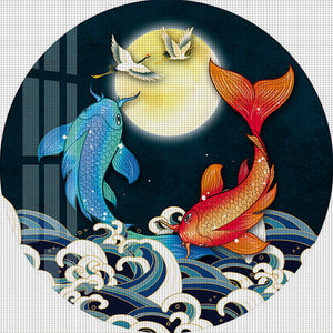Mona Lisa Brand - New Chinese Style: Year Of Abundance - 60*60CM 9CT 4 Stamped Cross Stitch
