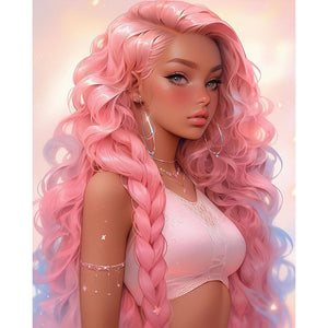 Yishu - Pink Fantasy Girl - 45*55CM 11CT 3 Stamped Cross Stitch