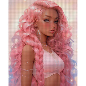 Yishu - Pink Fantasy Girl - 45*55CM 11CT 3 Stamped Cross Stitch