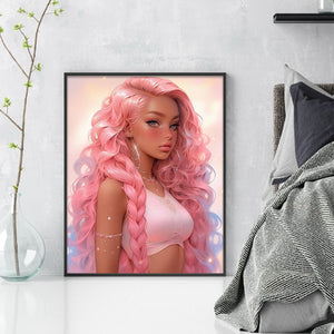 Yishu - Pink Fantasy Girl - 45*55CM 11CT 3 Stamped Cross Stitch