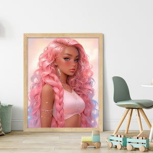 Yishu - Pink Fantasy Girl - 45*55CM 11CT 3 Stamped Cross Stitch