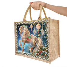 Load image into Gallery viewer, Christmas Horse DIY Diamond Painting Storage Bag Linen Tote Bag for Kids Adults
