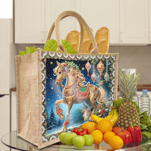 Load image into Gallery viewer, Christmas Horse DIY Diamond Painting Storage Bag Linen Tote Bag for Kids Adults
