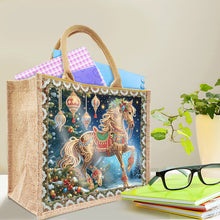 Load image into Gallery viewer, Christmas Horse DIY Diamond Painting Storage Bag Linen Tote Bag for Kids Adults

