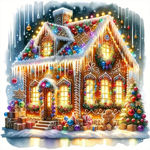 Christmas Cottage 50*50CM(Canvas) Full Round Drill Diamond Painting