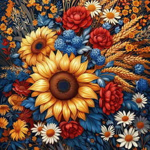 Sunflowers And Flowers 50*50CM(Canvas) Full Round Drill Diamond Painting