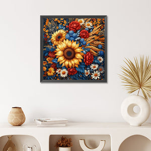 Sunflowers And Flowers 50*50CM(Canvas) Full Round Drill Diamond Painting