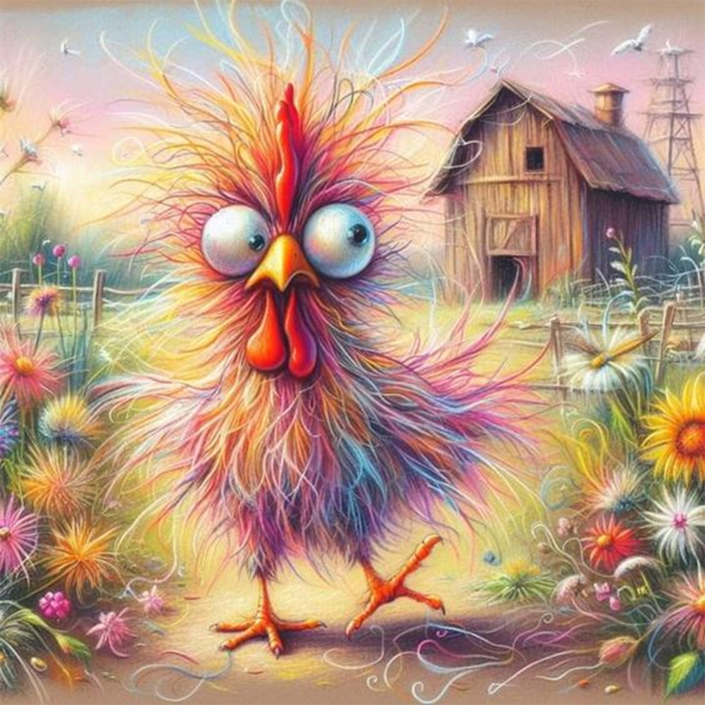 Striped Rooster 30*30CM(Canvas) Full Round Drill Diamond Painting