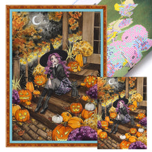 Load image into Gallery viewer, Yishu - Halloween Witch And Black Cat - 50*70CM 11CT 3 Stamped Cross Stitch

